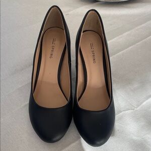 Call It Spring Black Round-Toe Low Heel Pumps
